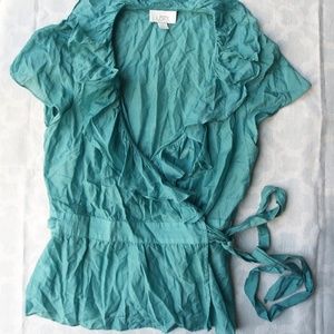Loft by Ann Taylor - Short Sleeve Wrap Blouse